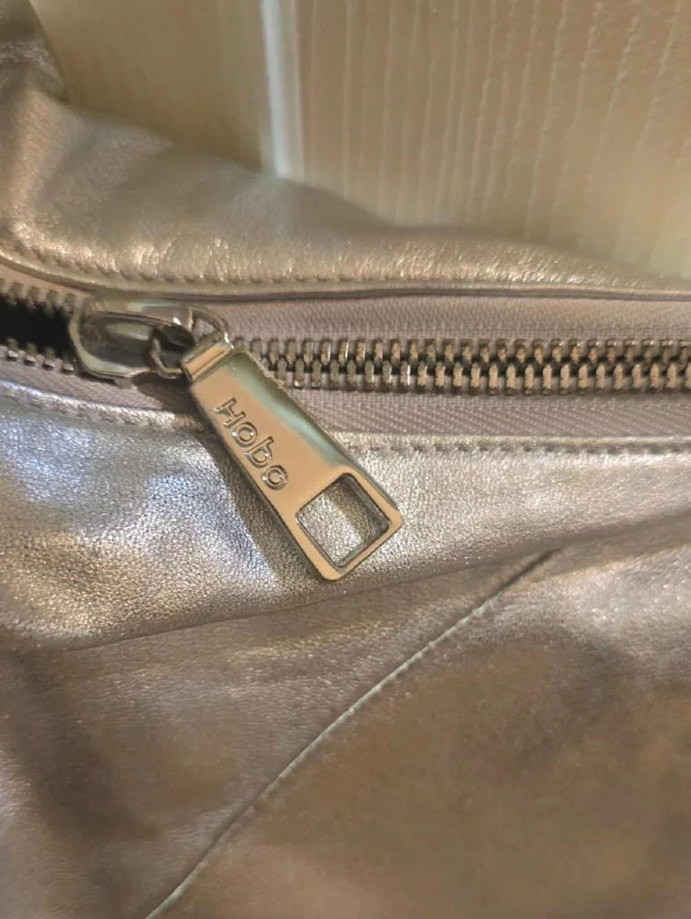 HOBO Silver Metallic Shoulder Hobo Bag (Top & 1 Side Zip)